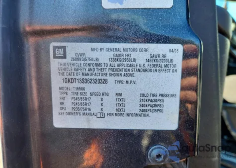 2006 GMC Envoy z USA, uszkodzony, nr VIN 1GKDT13S362320328